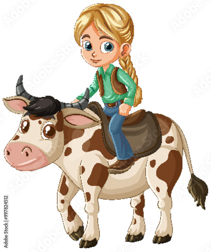 Child Riding a Friendly Cow