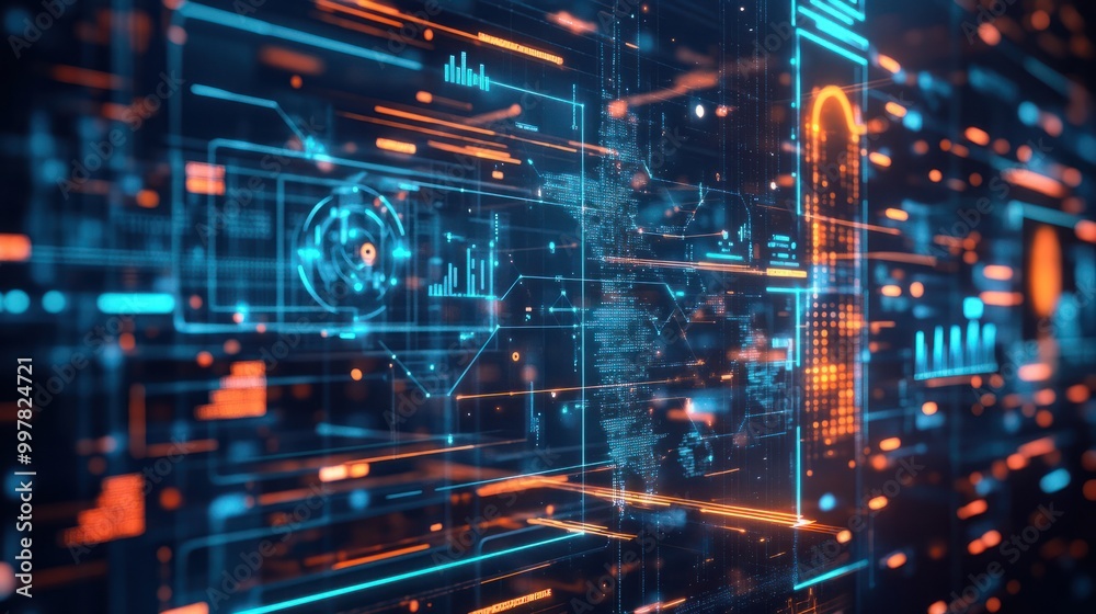 Fototapeta premium A digital transformation roadmap with key milestones and objectives, highlighting the process of integrating technology into traditional business models, Digital transformation strategy concept