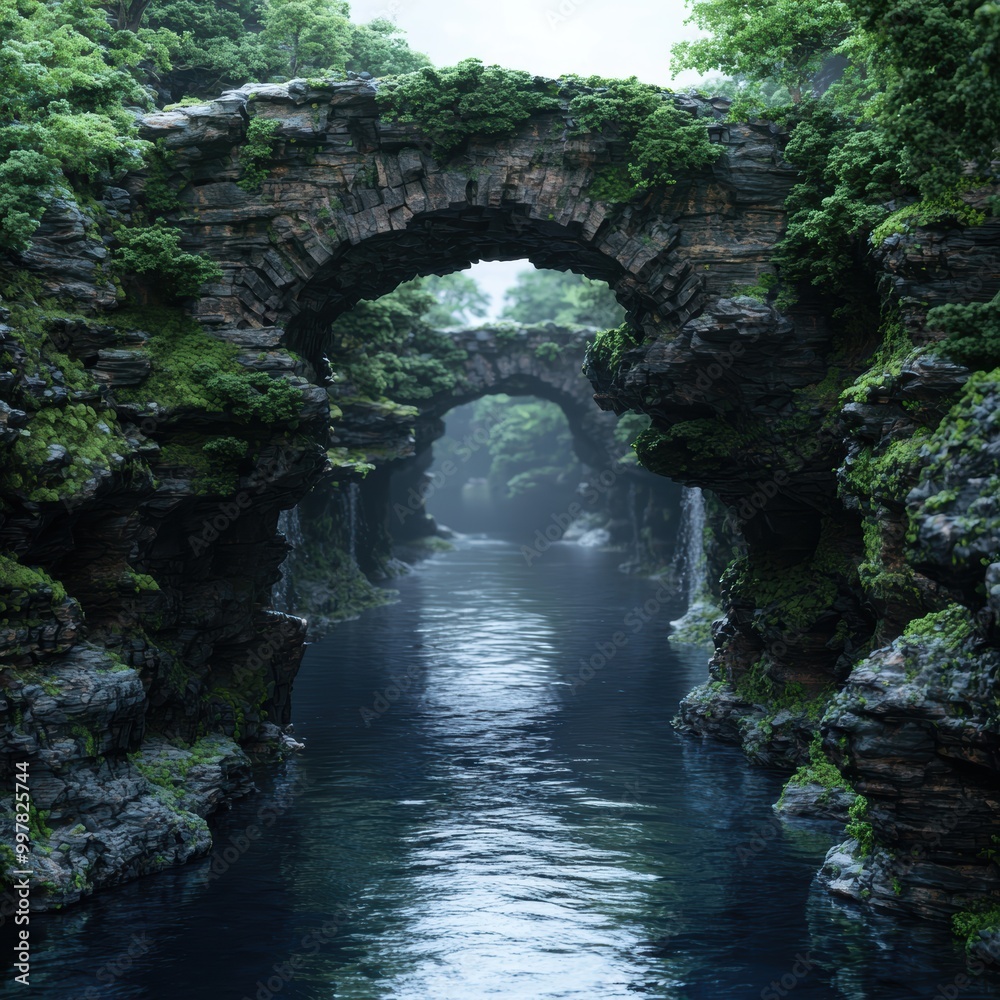 Enchanting stone arch bridge over serene river Enchanting stone arch bridge over serene river