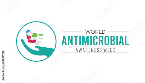 World Antimicrobial Awareness Week is observed every year on November. Medical Healthcare Awareness concept. background, placard, banner template Vector illustration design.