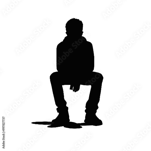 Seated Child Silhouette Vector – Perfect for Kid’s Art and Educational Themes