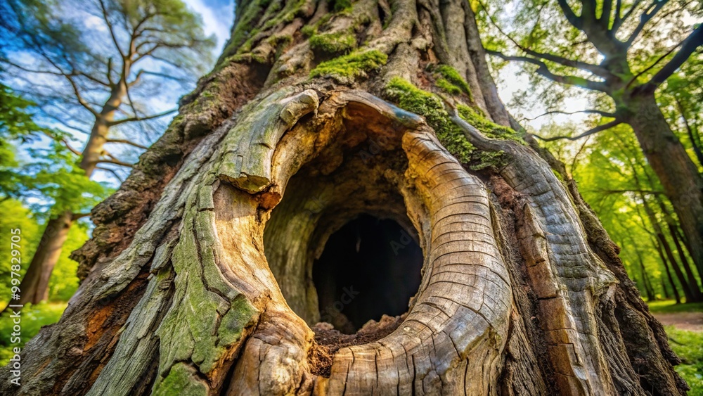 Empty hollow trunk of fallen tree Empty hollow trunk of fallen tree