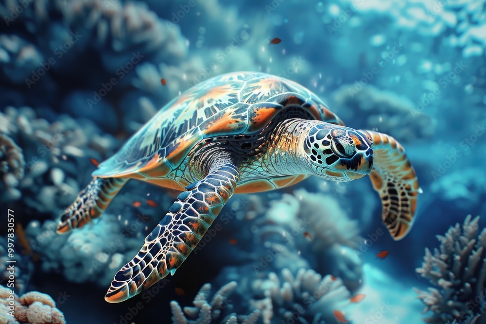 Fototapeta premium sea turtle swimming in the sea
