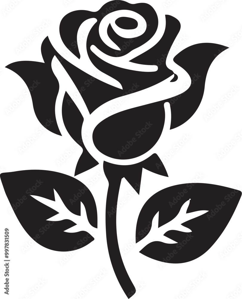Fototapeta premium Rose icon silhouette vector Illustration 