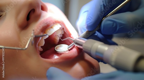 Dentist using rotary endodontic instruments during root canal ensuring a thorough and efficient cleaning of the root canals photo