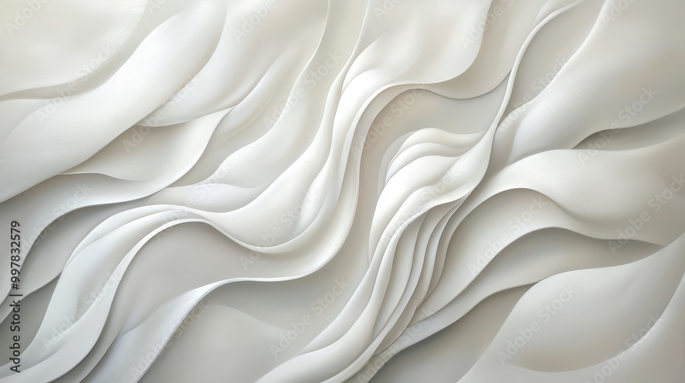 Fototapeta premium Abstract White Waves Wallpaper. Soft, flowing waves in various shades of white and off-white.