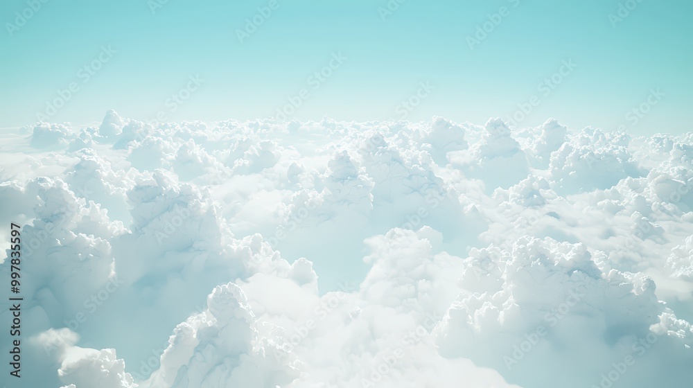 Fototapeta premium White Clouds on Blue Sky Wallpaper. Soft, fluffy white clouds floating in a pale blue sky.