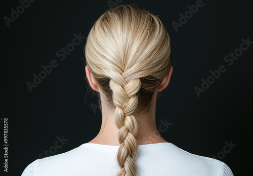 Elegant braided hairstyle on blonde hair photo