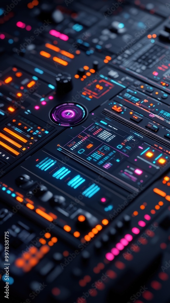 Futuristic Control Panel with Glowing Lights. Futuristic Control Panel with Glowing Lights.