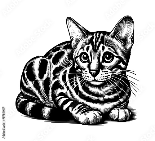 Bengal Cat Hand drawn vector illustration graphic