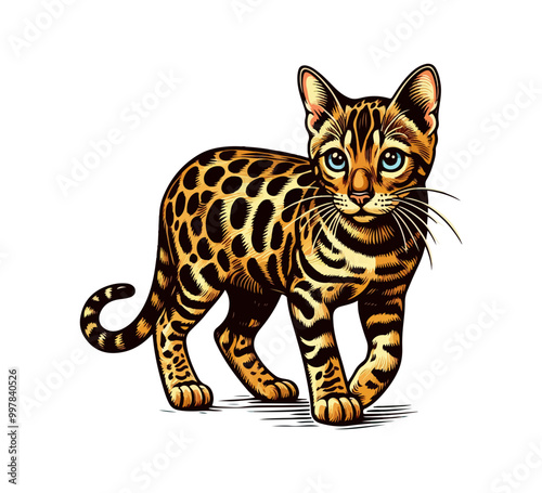 Bengal Cat Hand drawn vector illustration graphic