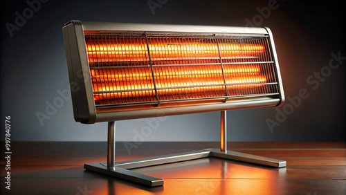 Energy efficient tilted angle infrared heater for heating spaces photo