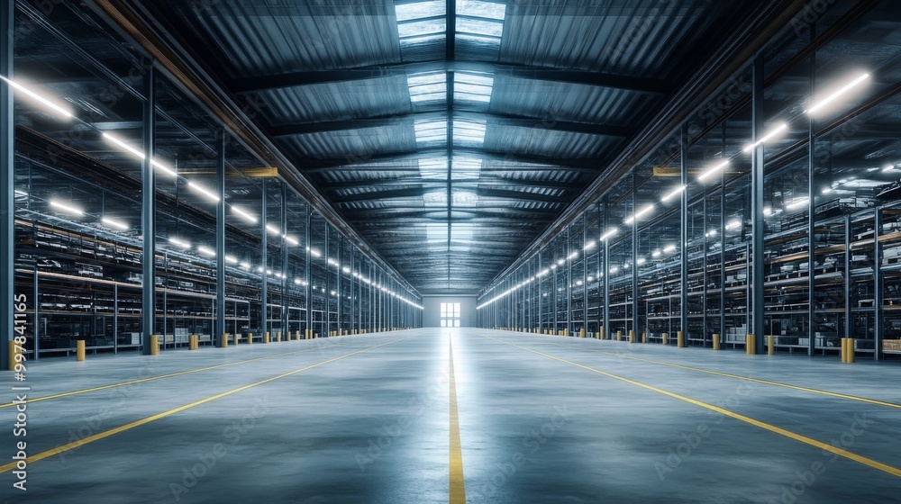 Long empty warehouse high ceiling skylight floor is Industrial architecture Modern interior Long empty warehouse high ceiling skylight floor is Industrial architecture Modern interior
