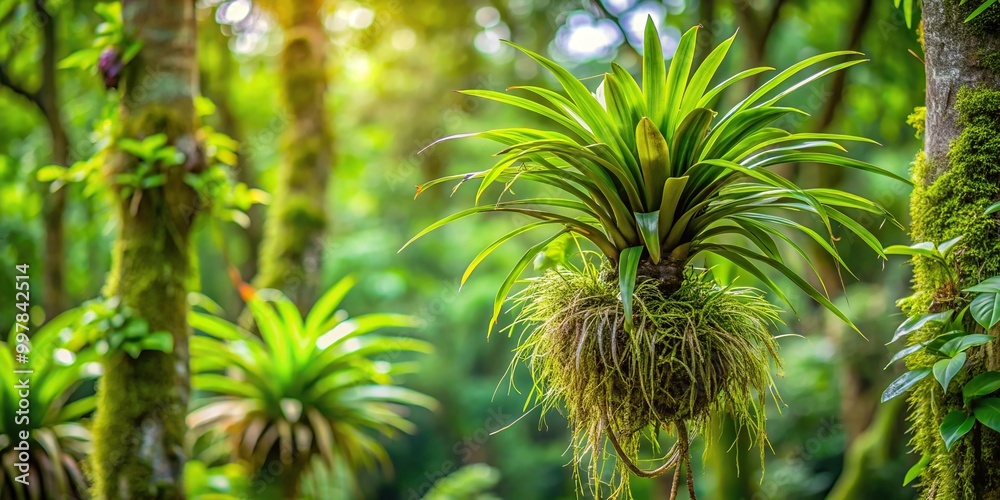 epiphyte plant on tree in tropical zone