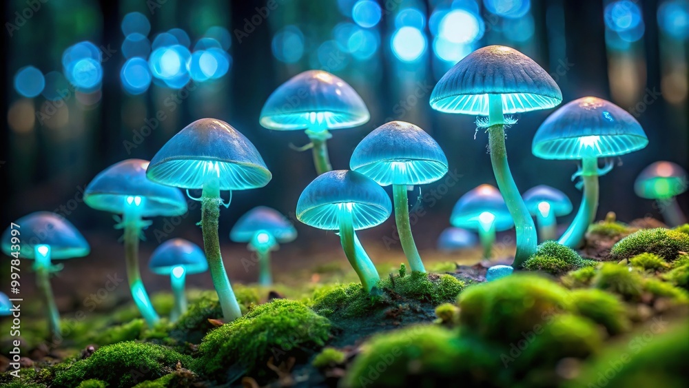 Fototapeta premium Ethereal glow of bioluminescent mushrooms