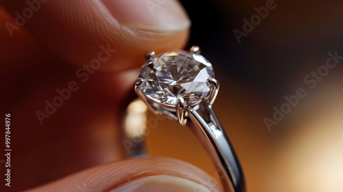 A jeweler adjusting the prongs of a ring holding a large gemstone.