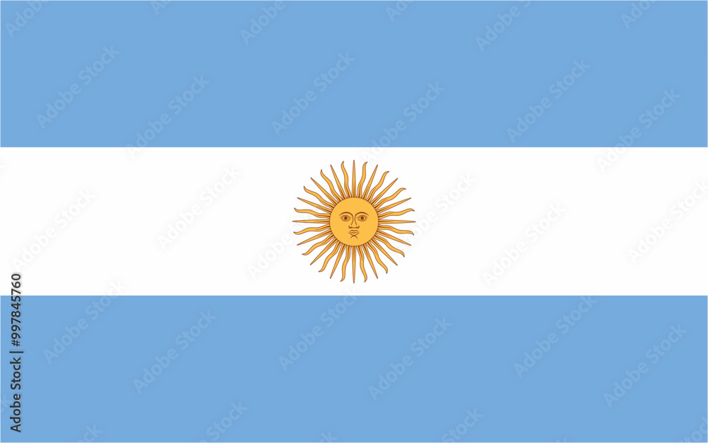 Fototapeta premium Argentina official flag vector with standard size and proportion. National flag emblem with accurate size and colors.
