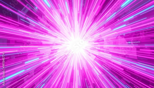 Explosive Neon Light Blast – Central Core of Pink and Cyan Energy in Futuristic Design