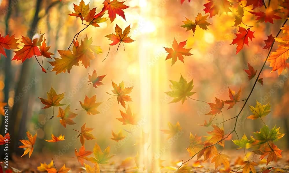 Graceful Autumn Leaf Fall Animation in Warm Hues of Red, Orange, and Yellow Graceful Autumn Leaf Fall Animation in Warm Hues of Red, Orange, and Yellow