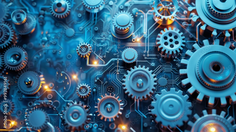 Digital Circuits and Gears Visualization Effect Digital Circuits and Gears Visualization Effect