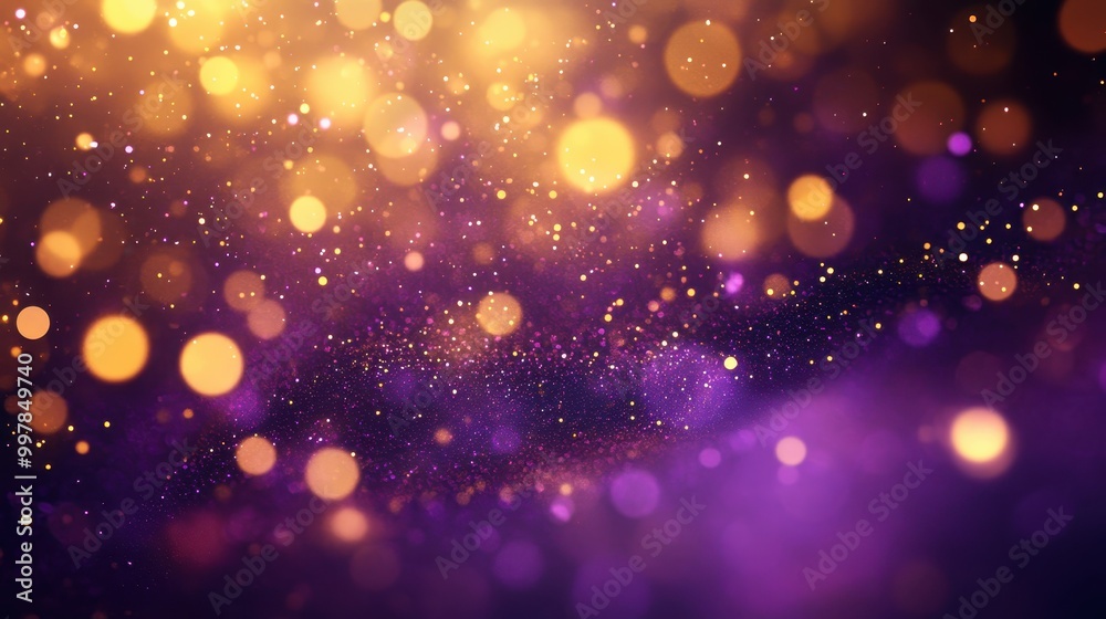 Abstract Purple and Gold Bokeh Background with Glitter Abstract Purple and Gold Bokeh Background with Glitter
