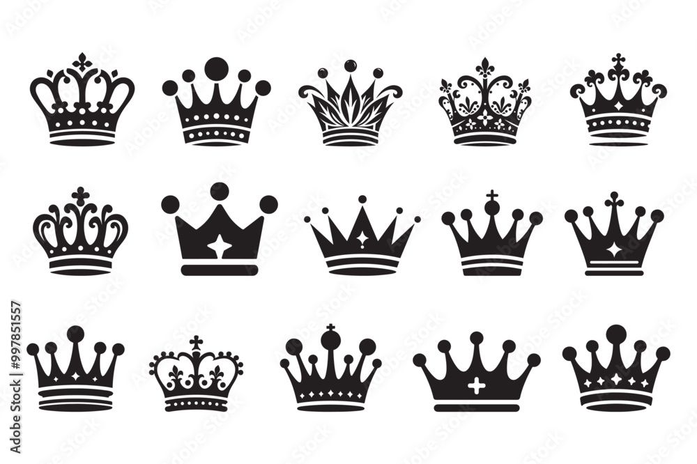 Crown silhouette vector illustrations Crown silhouette vector illustrations