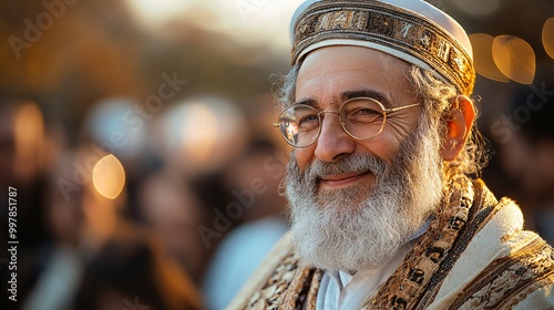Wallpaper Mural Portrait of a Smiling Elderly Man Wearing a Traditional Jewish Kippah Torontodigital.ca