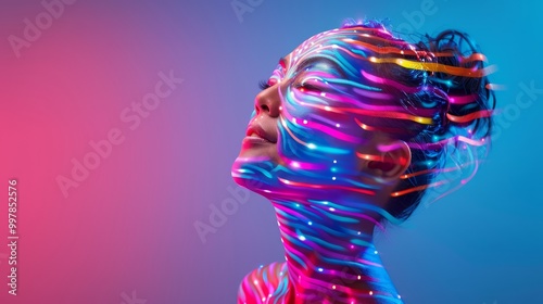 Artistic Body Transformation with Colorful Lights