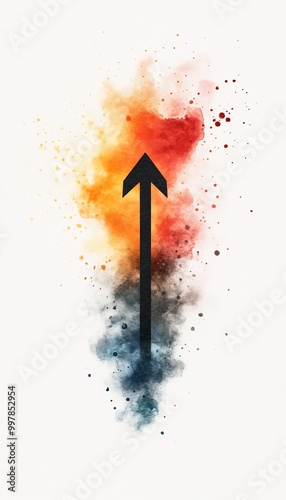 Rightpointing black arrow symbol flat design top view direction theme watercolor Splitcomplementary color scheme photo