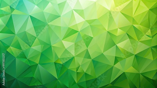 Extreme close-up green abstract background of low poly triangles