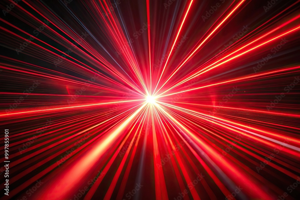 Extreme close-up light speed effect with red laser beams moving through space Extreme close-up light speed effect with red laser beams moving through space