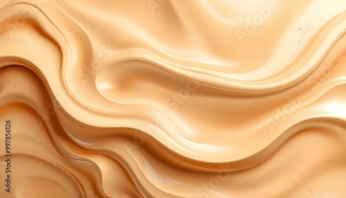 Abstract Fluid Swirl in Creamy Caramel and Mocha Hues, High-Resolution Digital Painting