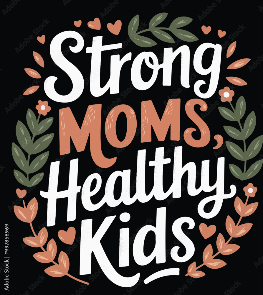 Strong Moms healthy kids illustration vector .