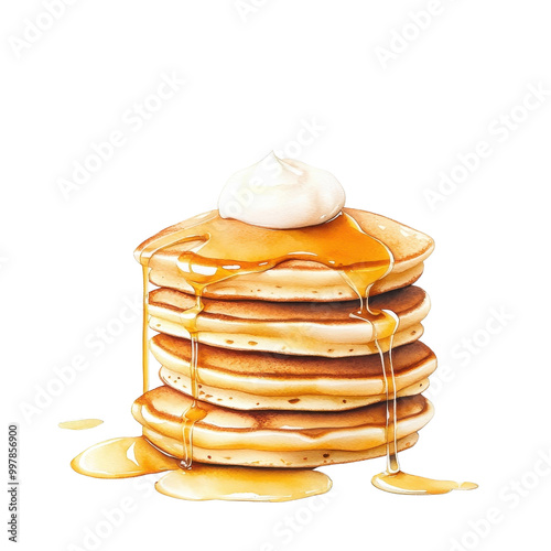 Wallpaper Mural Watercolor illustration of pancakes isolated on a white background, adding a sophisticated and artistic flair. PNG Torontodigital.ca