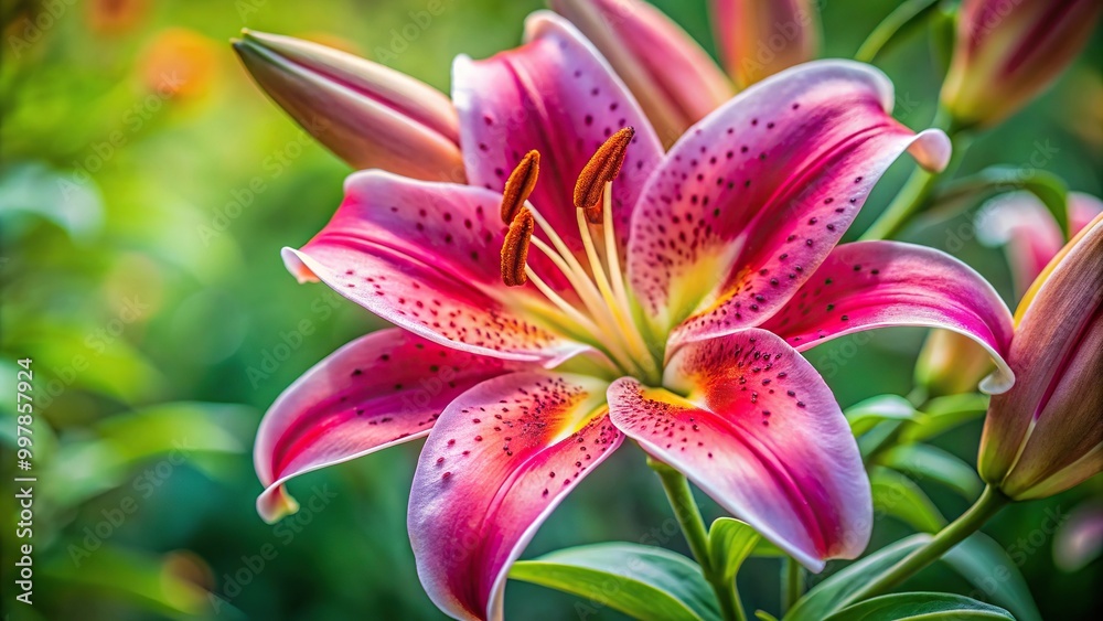 Fototapeta premium Extreme close-up of a lily flower in the garden