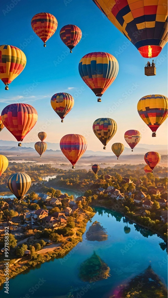 Obraz premium Colorful Sky Symphony - Air balloon in the sky