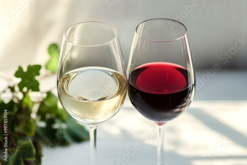 White and red wine glasses
