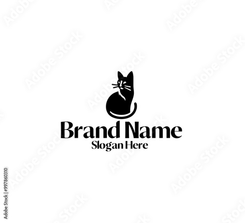 Black cat simple minimal vector icon illustration graphic