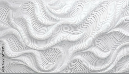 3D illustration of white seamless pattern waves light and shadow. Abstract wavy line 3d paper cut white background.