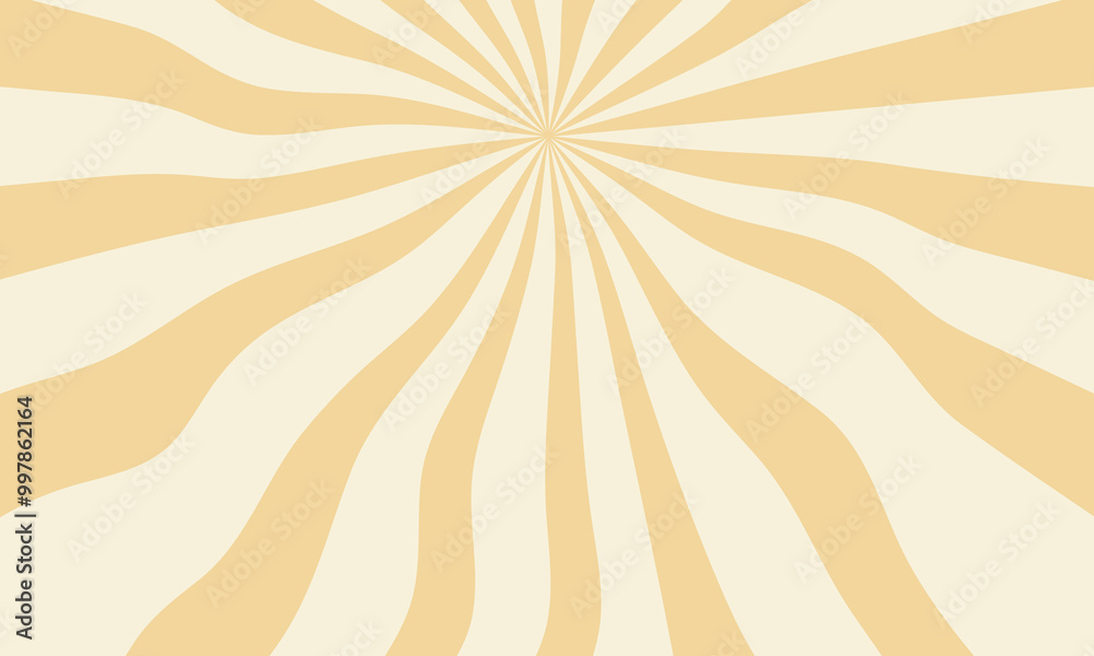 Abstract wavy yellow sunburst background with vintage Y2K aesthetic. Psychedelic abstract sun rays. Flat vector illustration
