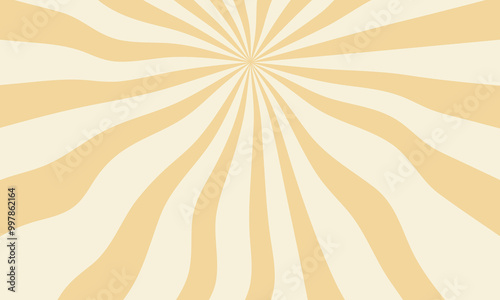 Abstract wavy yellow sunburst background with vintage Y2K aesthetic. Psychedelic abstract sun rays. Flat vector illustration