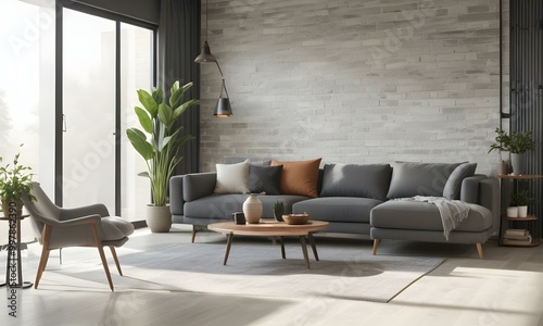 Modern minimalist living room with sofa unique designs.