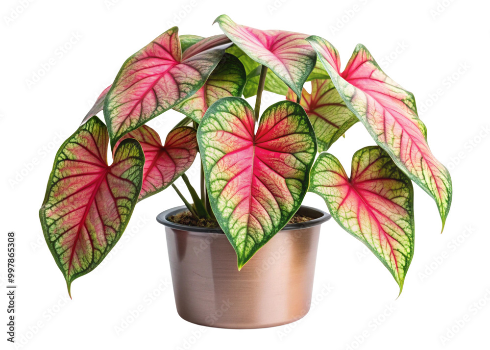 Obraz premium A vibrant pink flower in a pot surrounded by lush green leaves, showcasing the beauty of spring blooms and adding a touch of nature to any garden or indoor space
