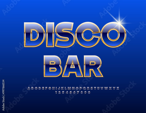 Vector elite logo Disco Bar. Modern Unique Font. Trendy Chic Alphabet Letters and Numbers set.