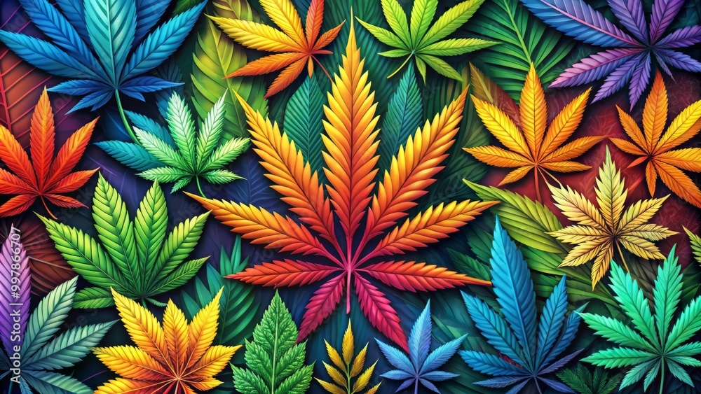 Fototapeta premium Vibrant marijuana clipart illustrations for your creative projects, featuring diverse styles and themes perfect for