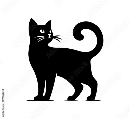 Black cat simple minimal vector icon illustration graphic