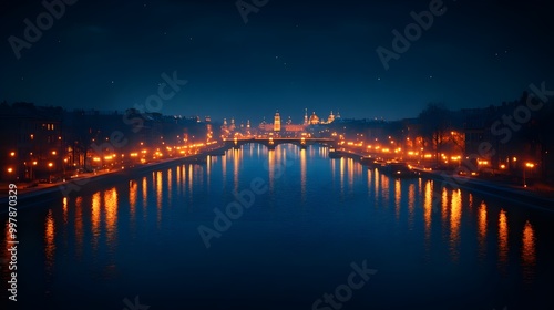 Nighttime cityscapes with bridges glowing brightly in stunning urban pictures