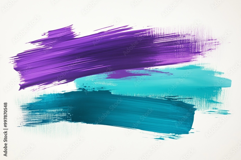 Layered Purple and Teal Mixed Media Abstract on White Layered Purple and Teal Mixed Media Abstract on White