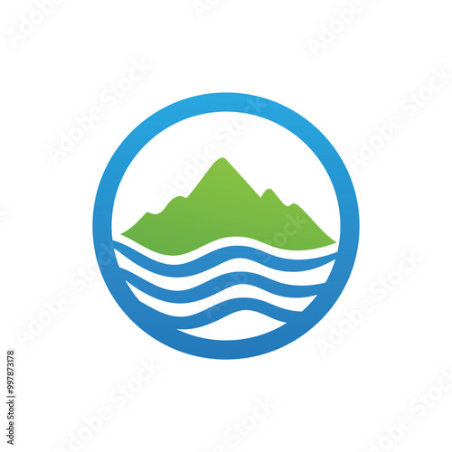 mountain wave icon logo vector
