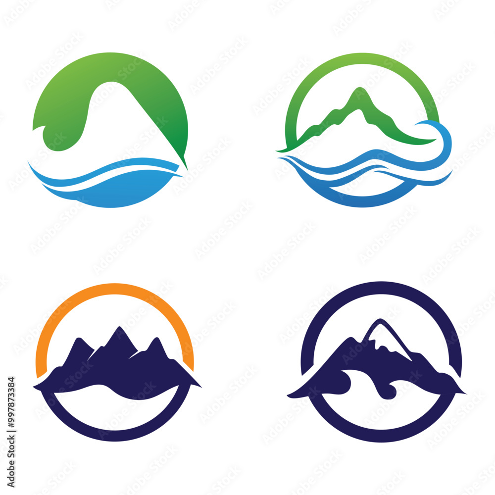 mountain wave icon logo vector mountain wave icon logo vector